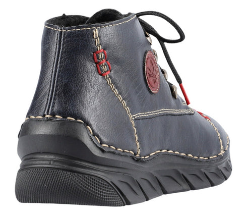 Ghete casual, dama, RIEKER, 55002-14 bleumarin, piele ecologica